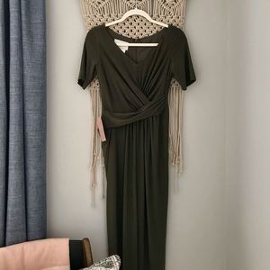 BHLDN Olive Green Formal Twist Top Dress